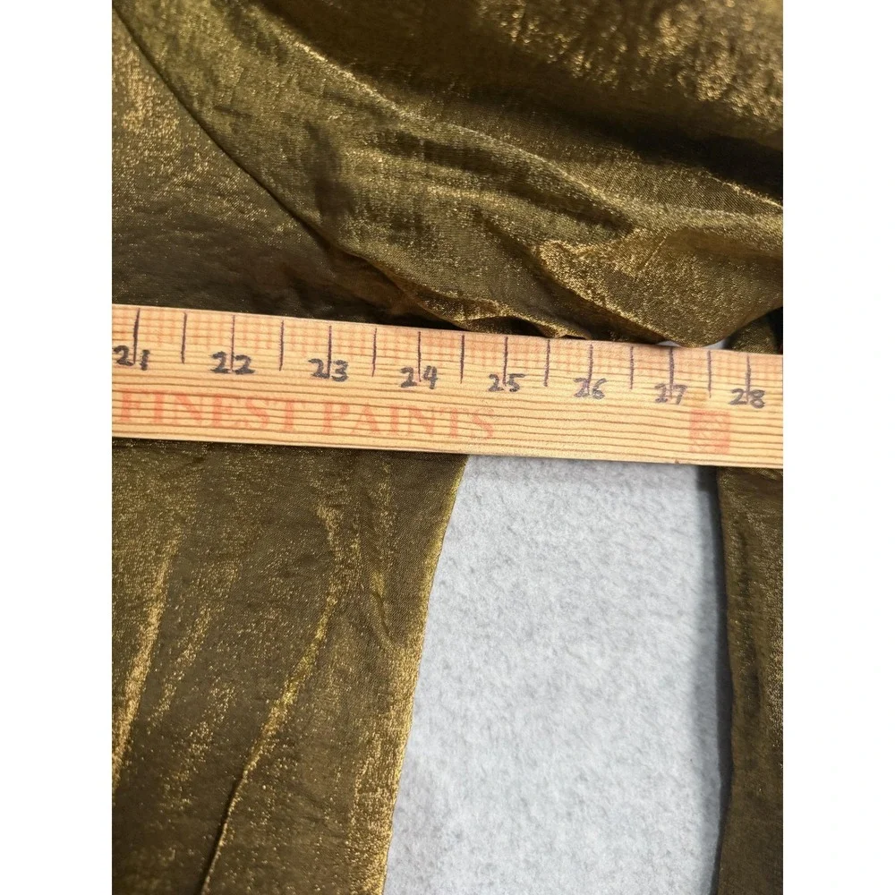 Ulla Popken Coat Womens 16/18 Gold Satin Button Front Collared Lined Evening